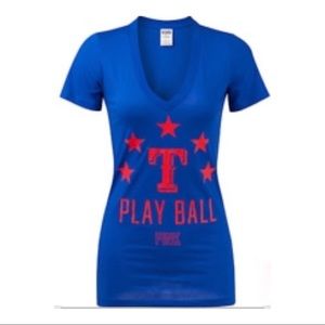 Pink VS TX Rangers “Play Ball” tee w/ stars & Logo